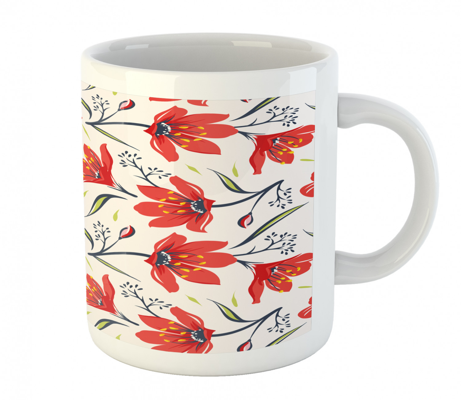Floral Leaves Ceramic Coffee Mug Cup for Water Tea Drinks, 11 oz - Picture 230 of 244