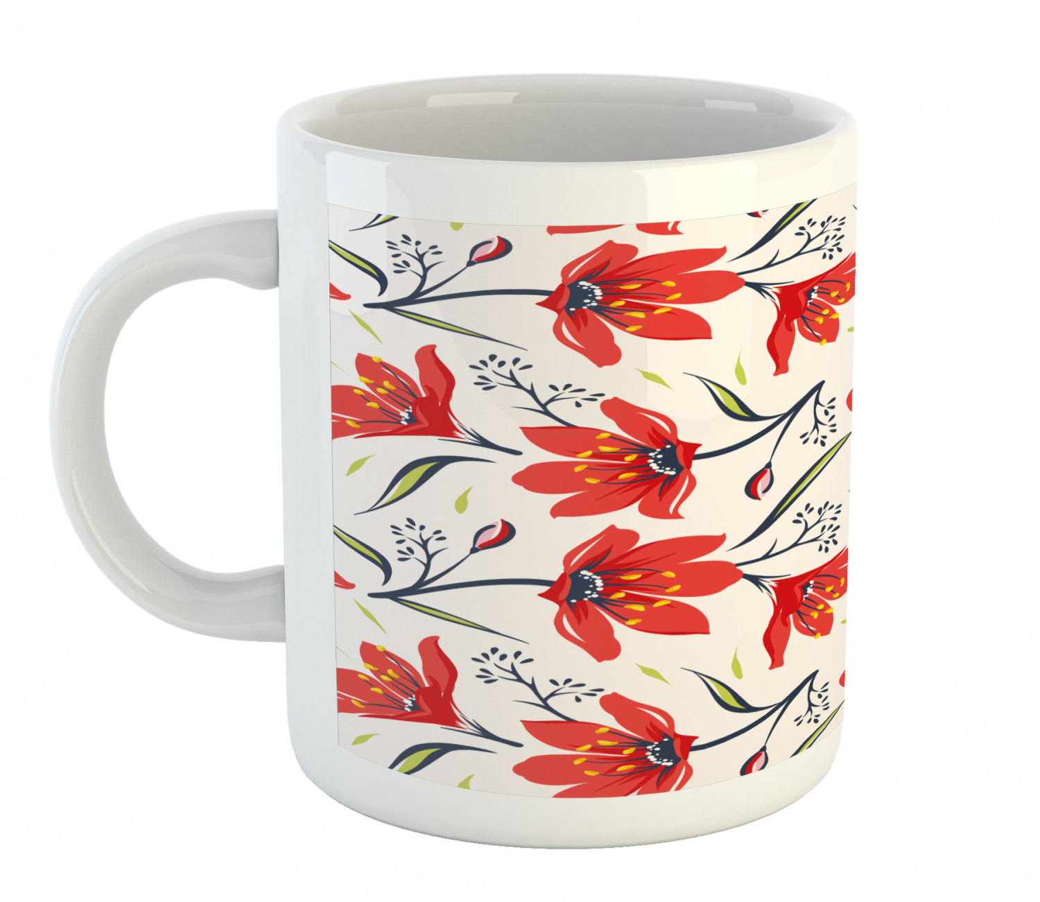 Floral Leaves Ceramic Coffee Mug Cup for Water Tea Drinks, 11 oz - Picture 231 of 244