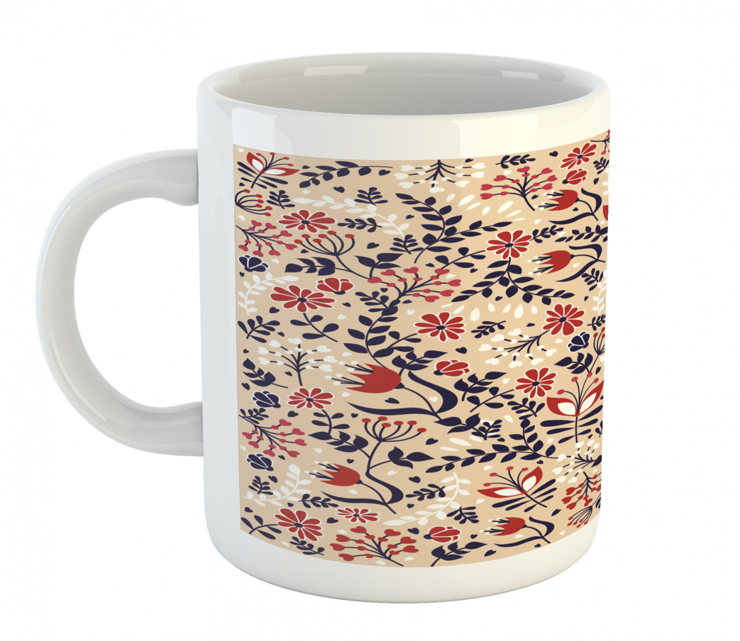 Floral Leaves Ceramic Coffee Mug Cup for Water Tea Drinks, 11 oz - Picture 7 of 244