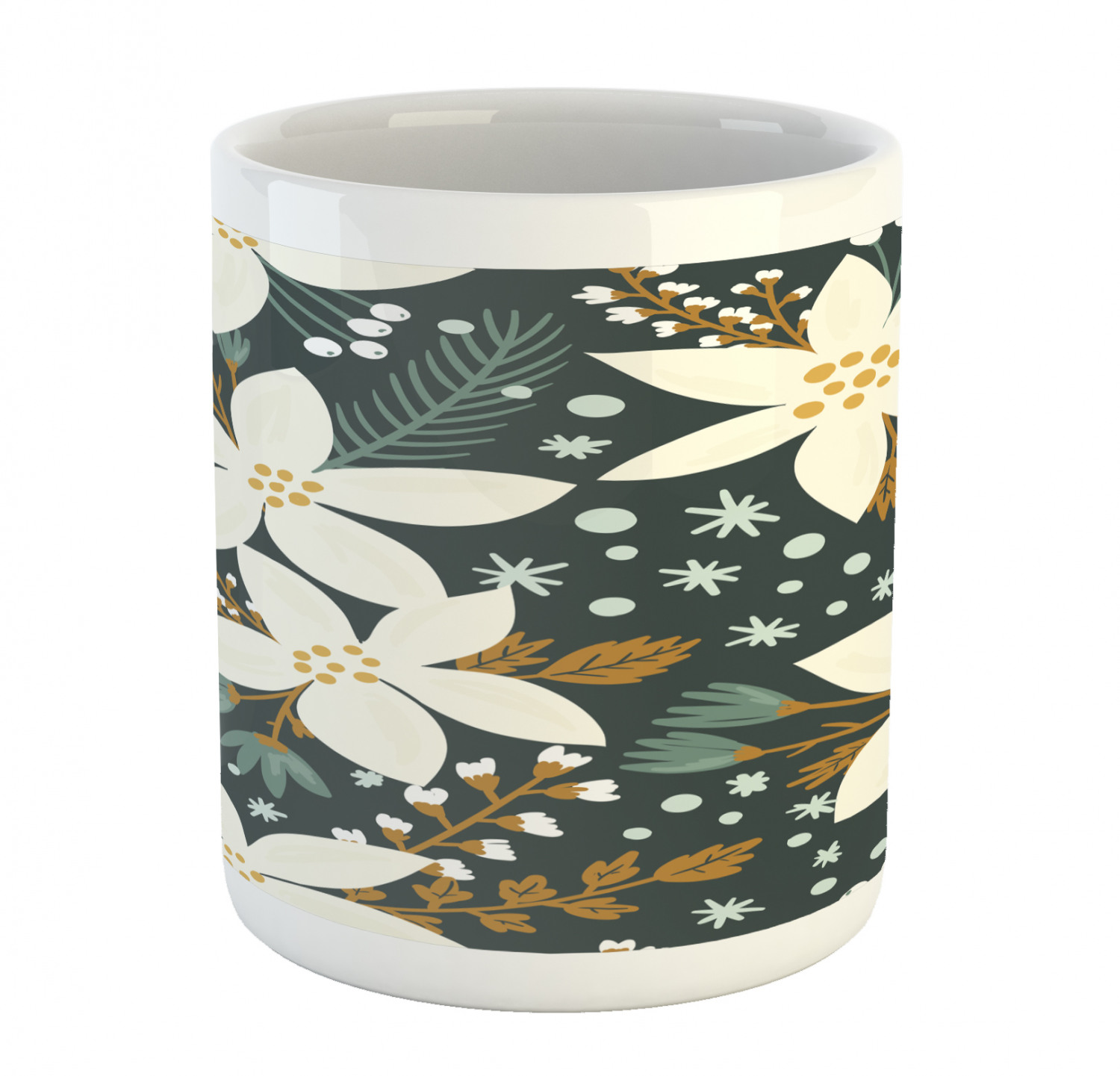 Floral Leaves Ceramic Coffee Mug Cup for Water Tea Drinks, 11 oz - Picture 149 of 244