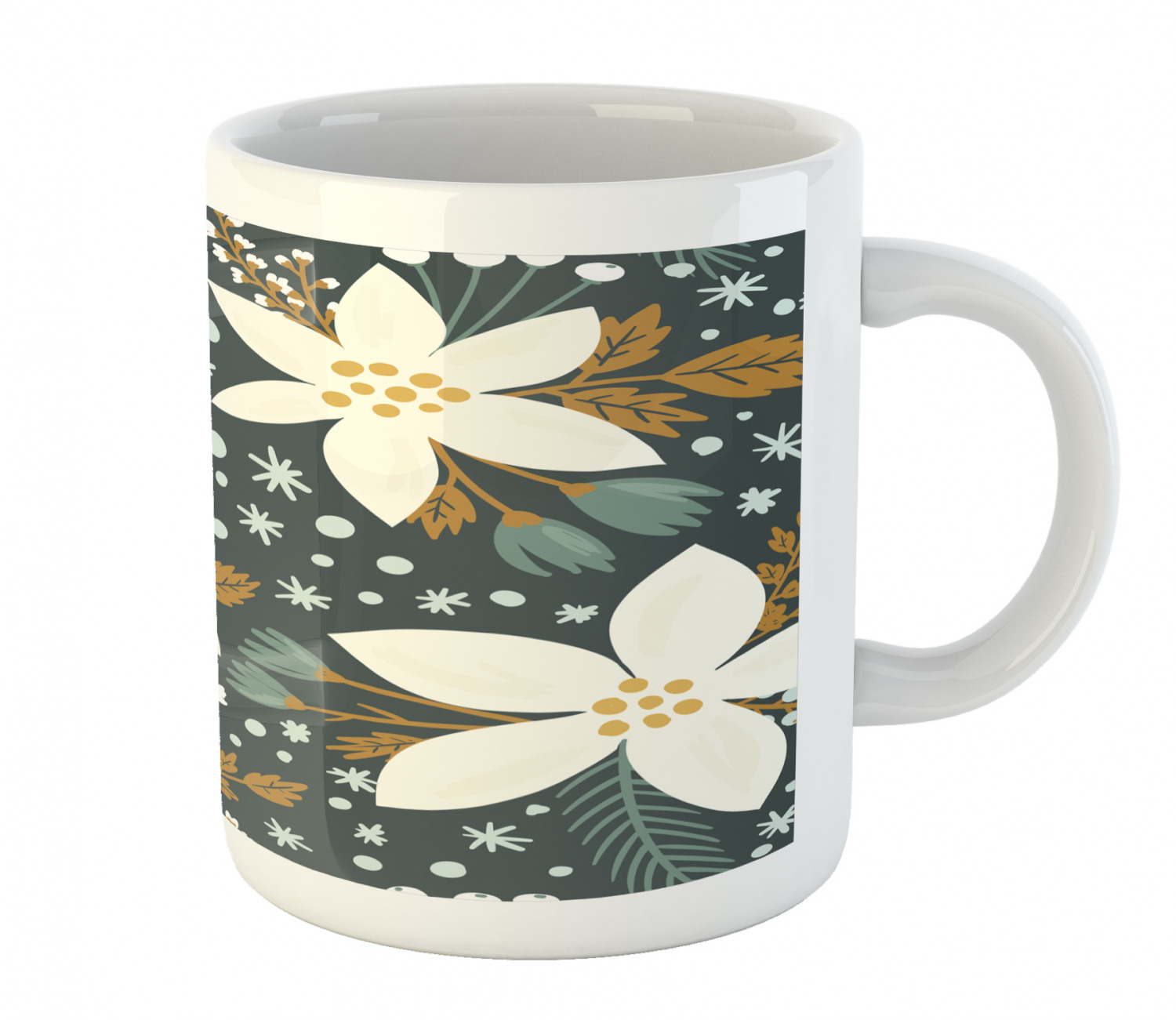 Floral Leaves Ceramic Coffee Mug Cup for Water Tea Drinks, 11 oz - Picture 150 of 244