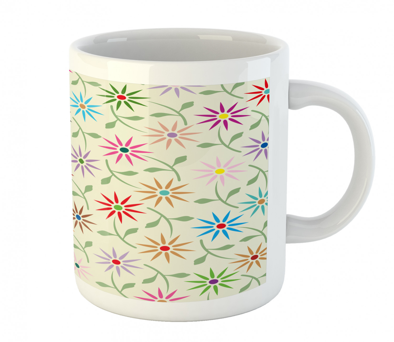 Floral Leaves Ceramic Coffee Mug Cup for Water Tea Drinks, 11 oz - Picture 46 of 244