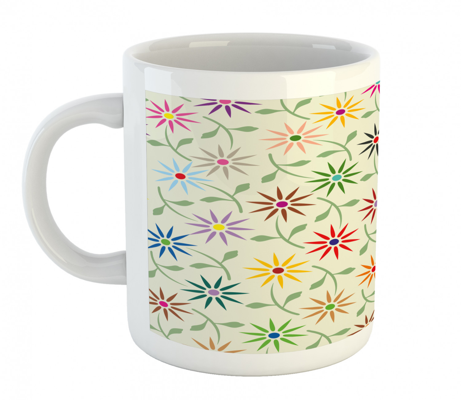 Floral Leaves Ceramic Coffee Mug Cup for Water Tea Drinks, 11 oz - Picture 47 of 244