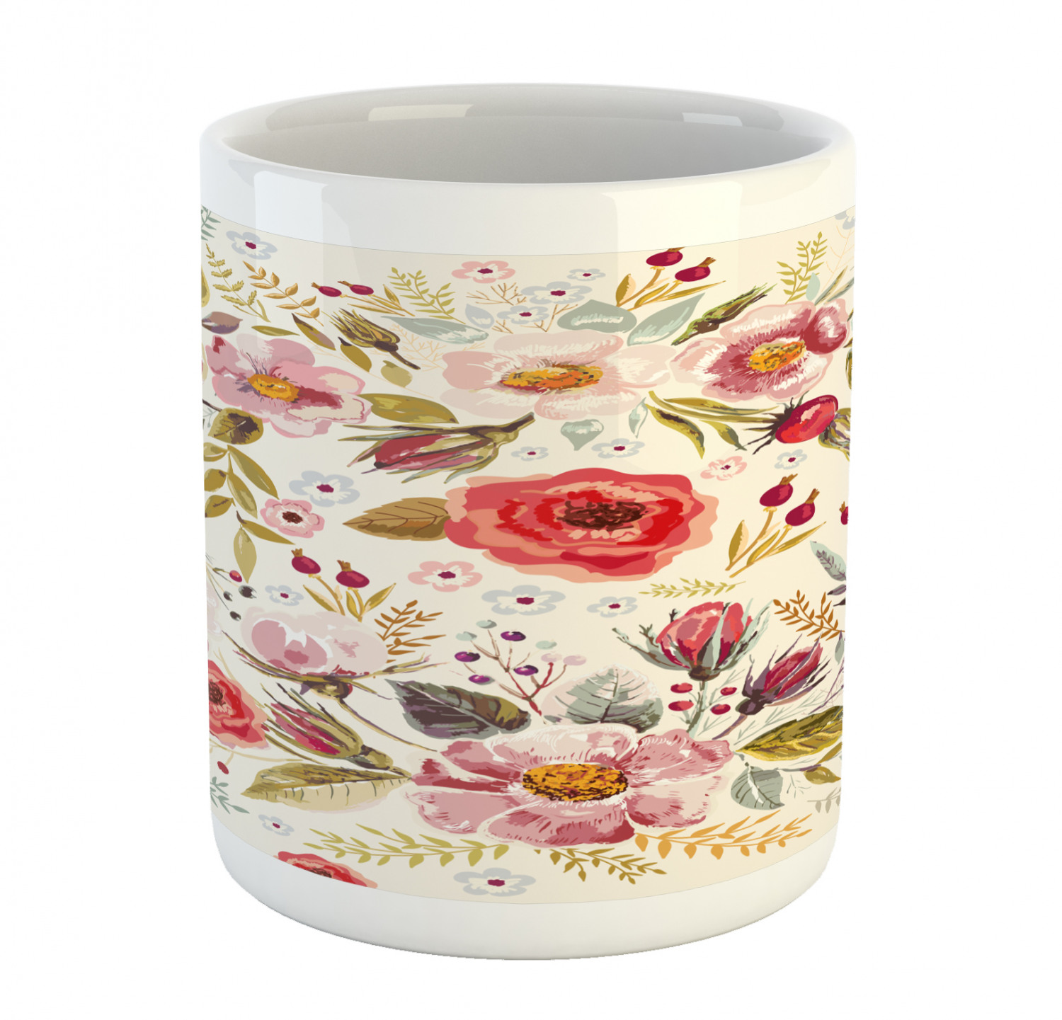 Floral Leaves Ceramic Coffee Mug Cup for Water Tea Drinks, 11 oz - Picture 97 of 244