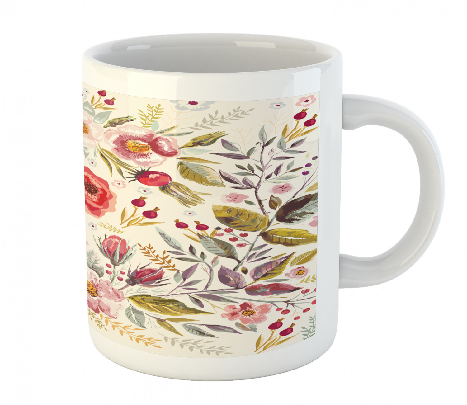 Floral Leaves Ceramic Coffee Mug Cup for Water Tea Drinks, 11 oz - Picture 98 of 244