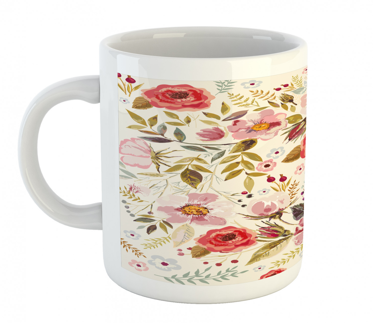 Floral Leaves Ceramic Coffee Mug Cup for Water Tea Drinks, 11 oz - Picture 99 of 244