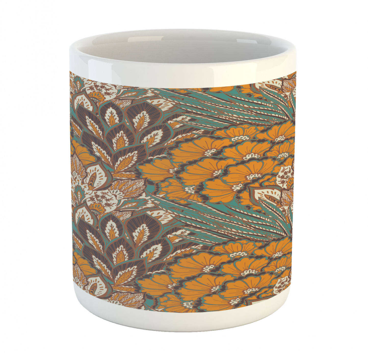 Floral Leaves Ceramic Coffee Mug Cup for Water Tea Drinks, 11 oz - Picture 93 of 244