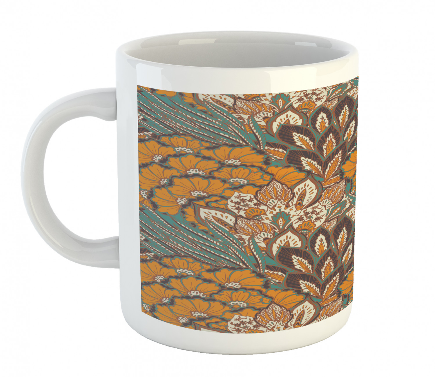 Floral Leaves Ceramic Coffee Mug Cup for Water Tea Drinks, 11 oz - Picture 95 of 244