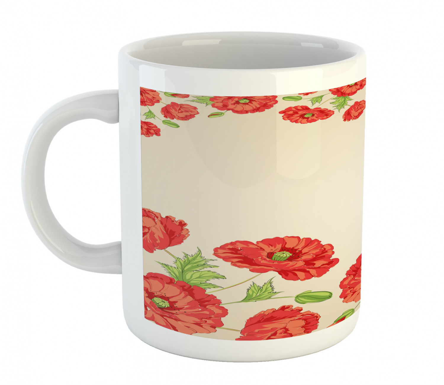 Floral Leaves Ceramic Coffee Mug Cup for Water Tea Drinks, 11 oz - Picture 35 of 244