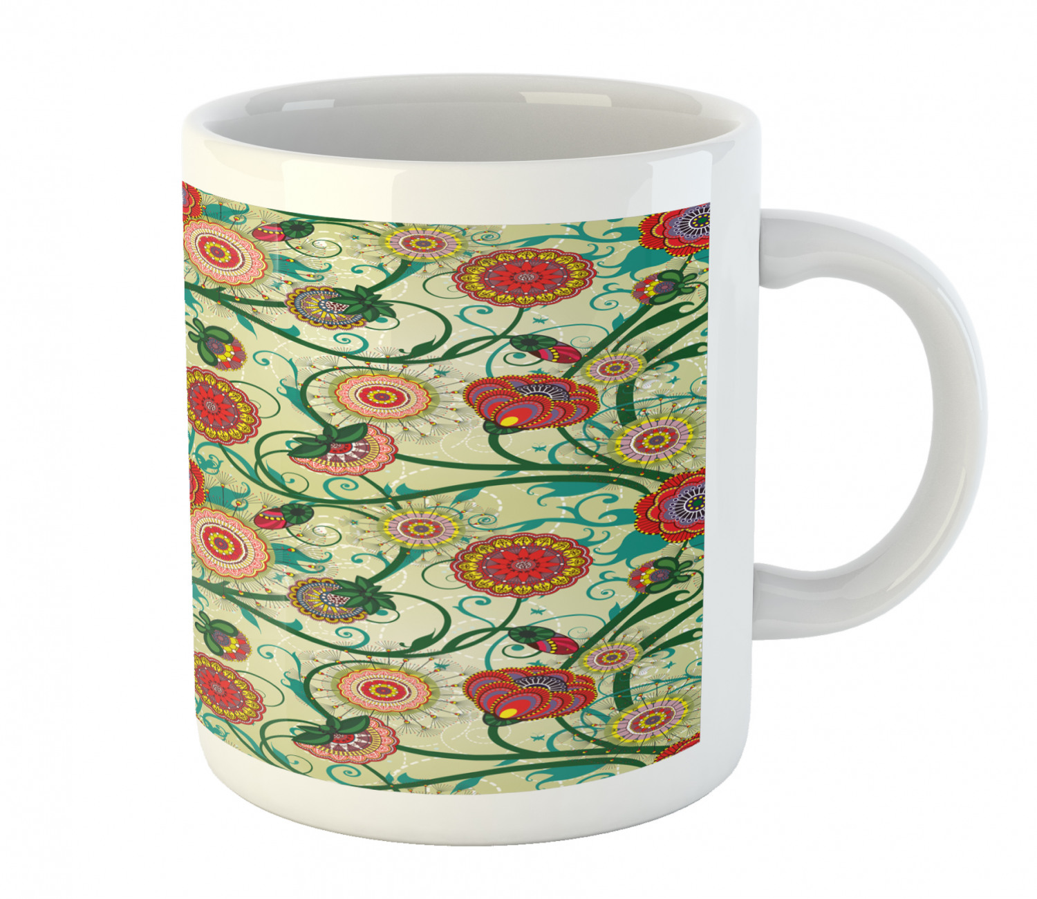 Foliage Floral Ceramic Coffee Mug Cup for Water Tea Drinks, 11 oz - Picture 198 of 236