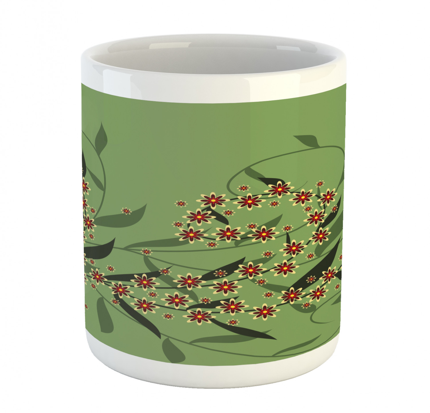 Foliage Floral Ceramic Coffee Mug Cup for Water Tea Drinks, 11 oz - Picture 141 of 236
