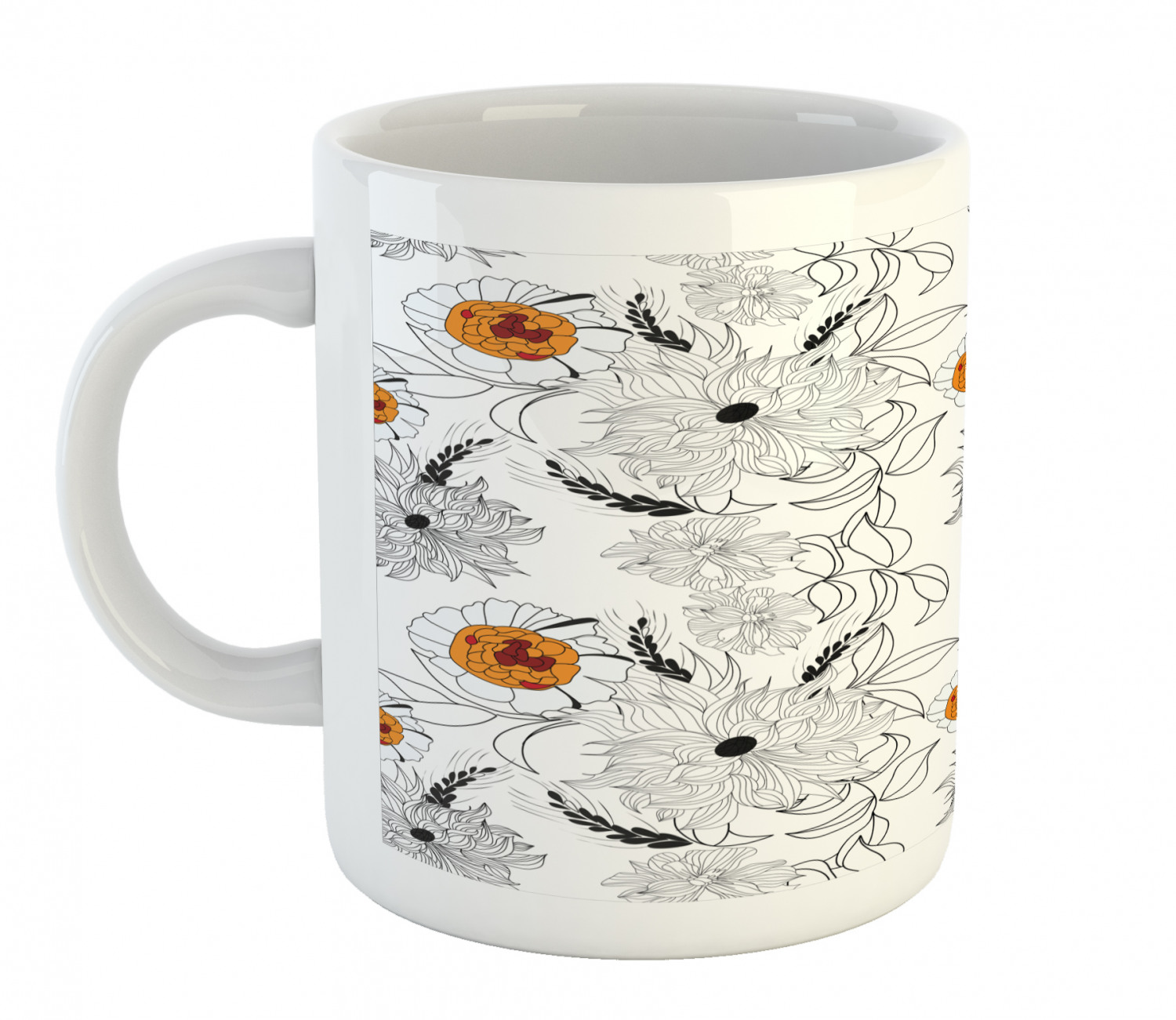 Foliage Floral Ceramic Coffee Mug Cup for Water Tea Drinks, 11 oz - Picture 91 of 236