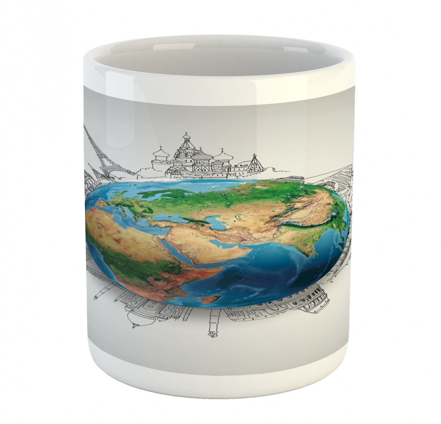 Ceramic Unique Jug 11 oz Durable Cup for Cold and Hot Drinks Ambesonne - 第 157/244 張圖片