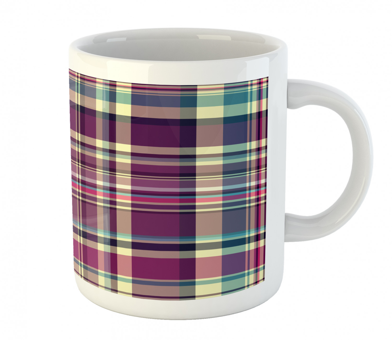 Ambesonne Checkered Ceramic Coffee Mug Cup for Water Tea Drinks, 11 oz