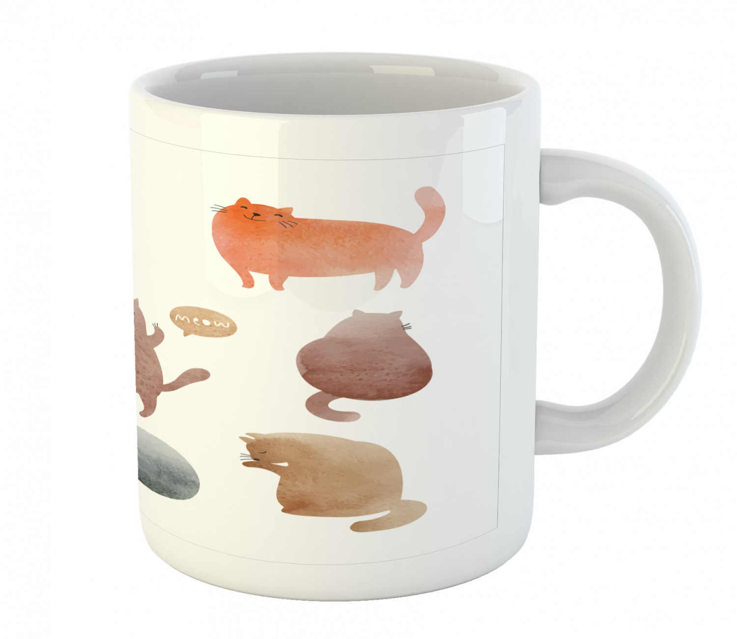 Ambesonne Cat Funny Ceramic Coffee Mug Cup for Water Tea Drinks, 11 oz - Picture 238 of 244