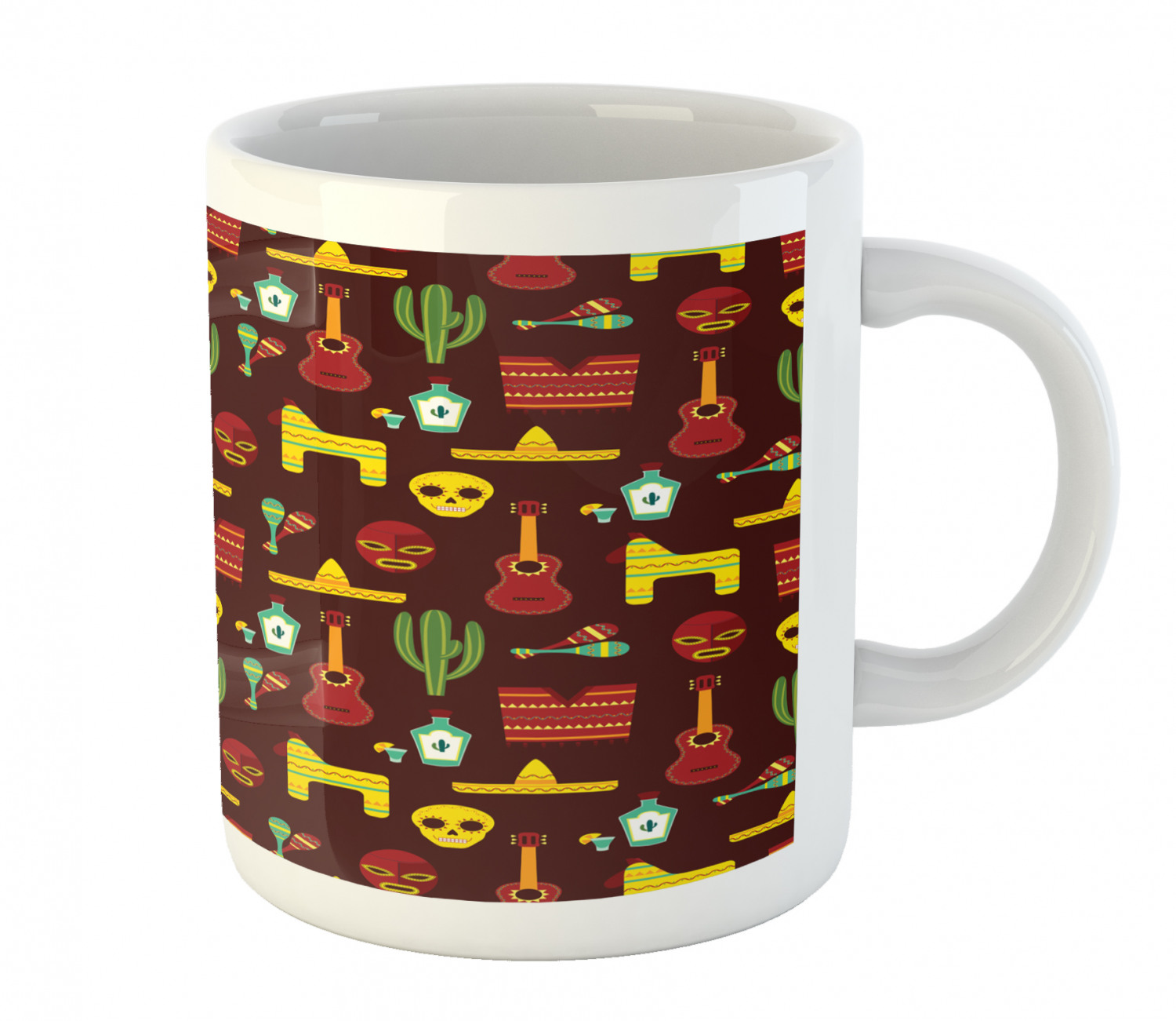 Ambesonne Mexican Ceramic Coffee Mug Cup for Water Tea Drinks, 11 oz