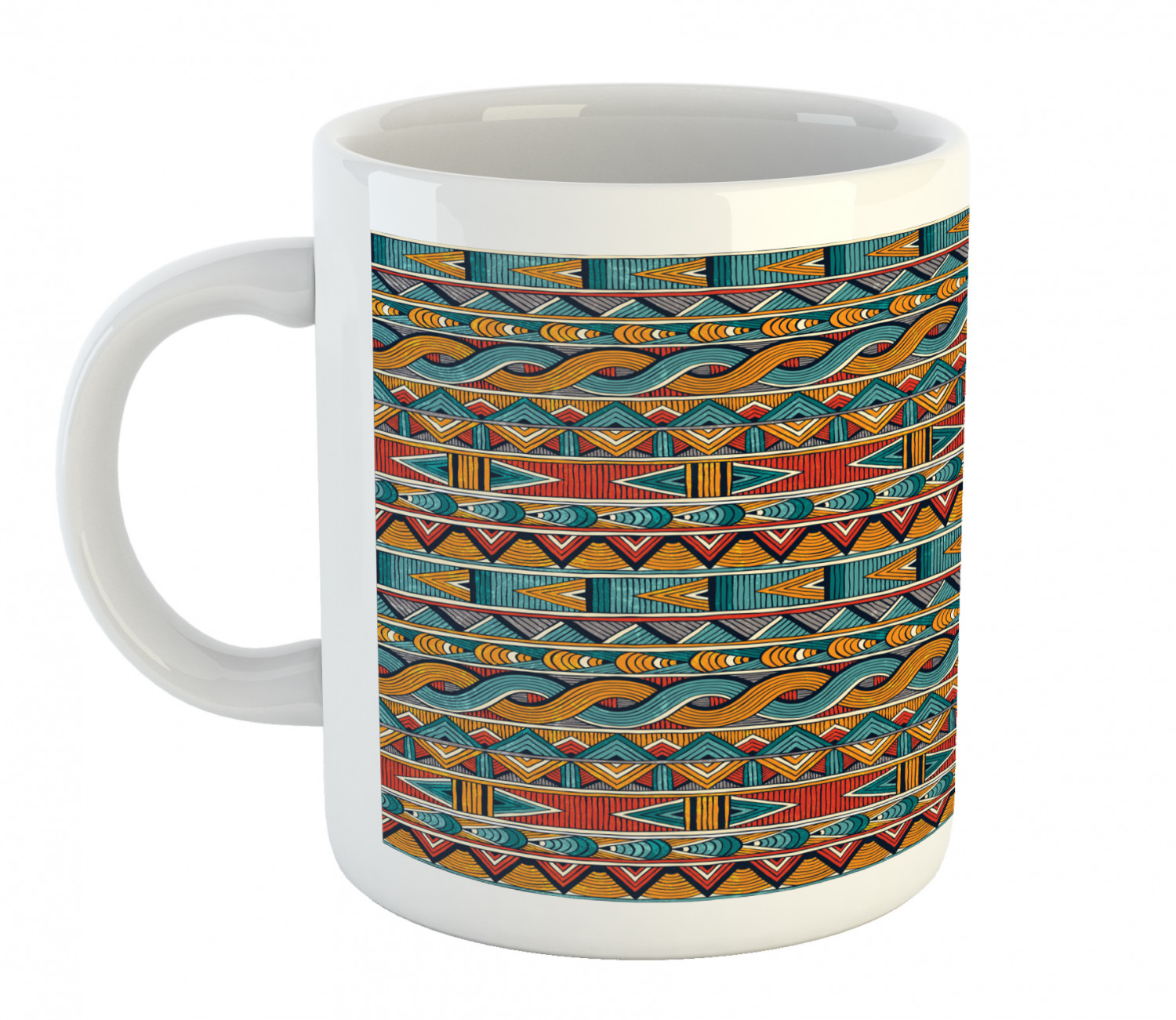 Ambesonne Ethnic Boho Ceramic Coffee Mug Cup for Water Tea Drinks, 11 ...