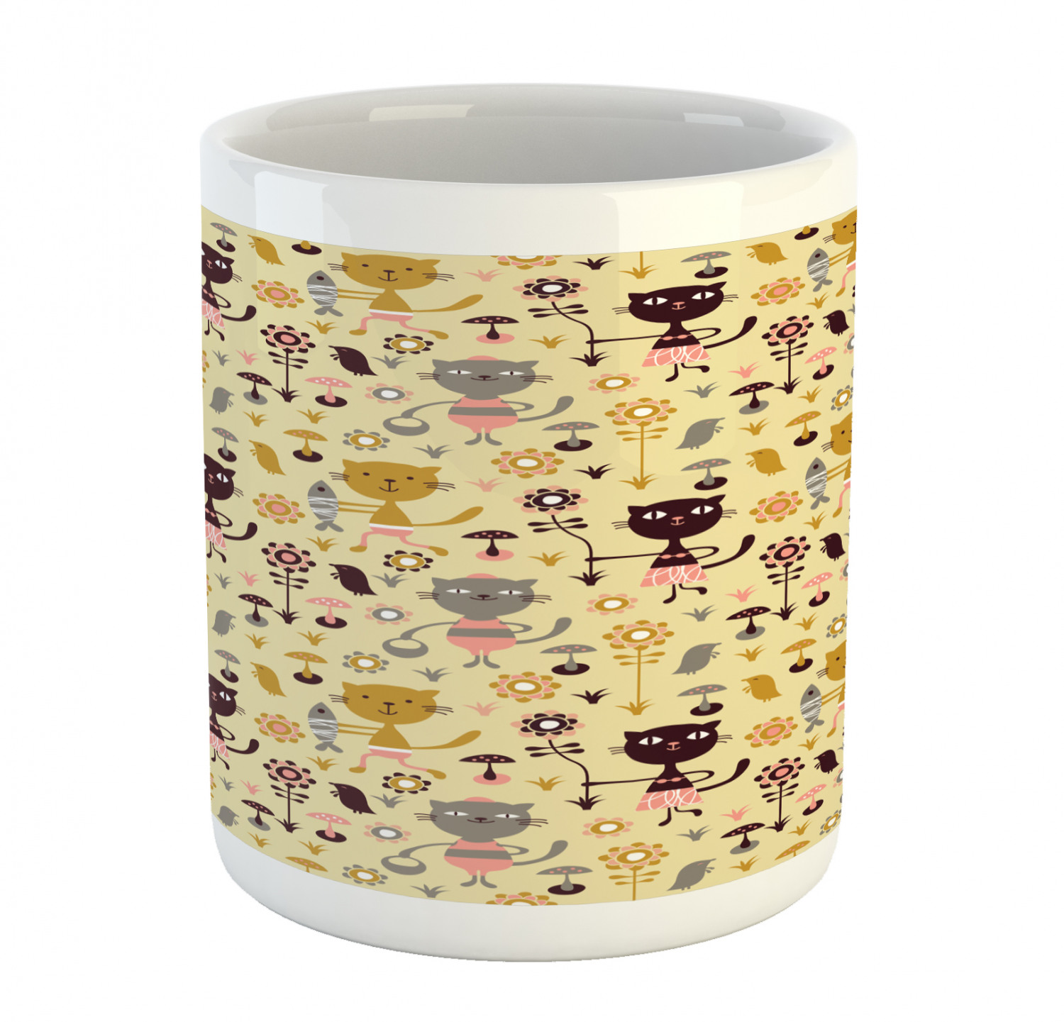 Ambesonne Cat Funny Ceramic Coffee Mug Cup for Water Tea Drinks, 11 oz - Picture 85 of 244