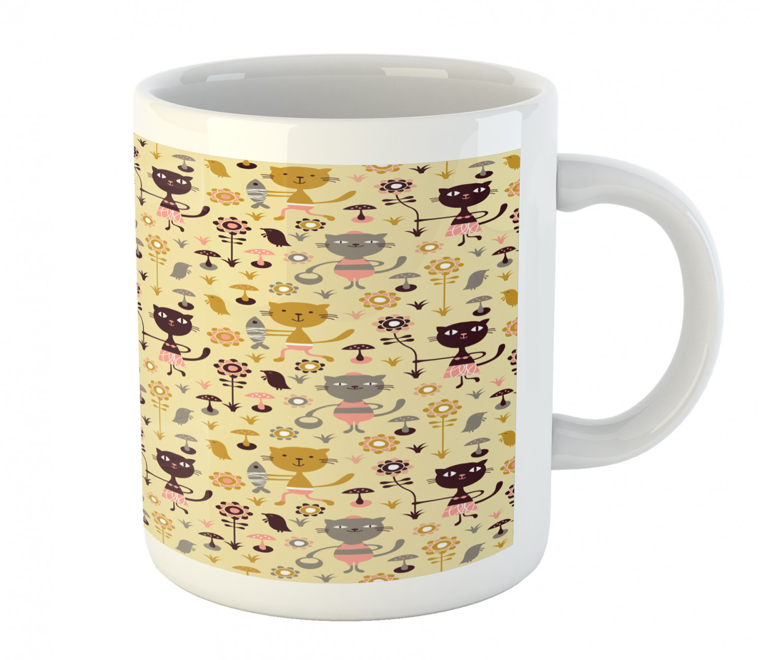 Ambesonne Cat Funny Ceramic Coffee Mug Cup for Water Tea Drinks, 11 oz - Picture 86 of 244
