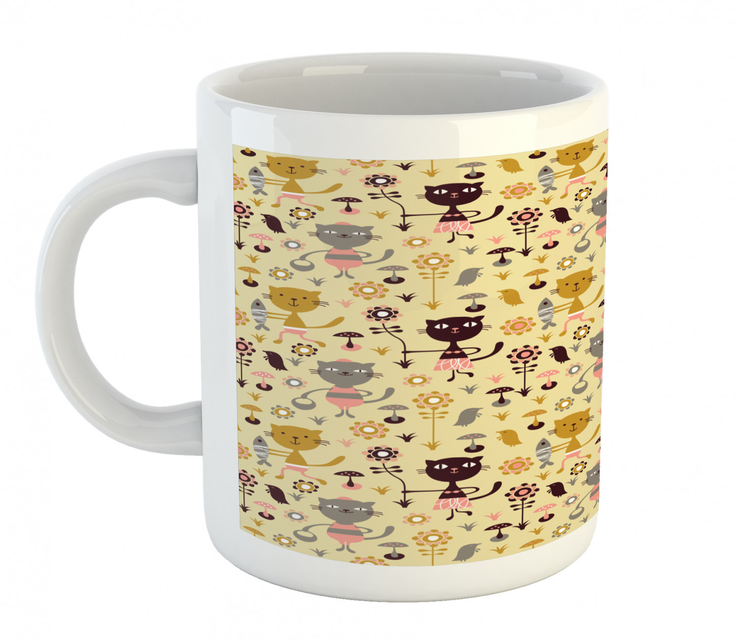 Ambesonne Cat Funny Ceramic Coffee Mug Cup for Water Tea Drinks, 11 oz - Picture 87 of 244