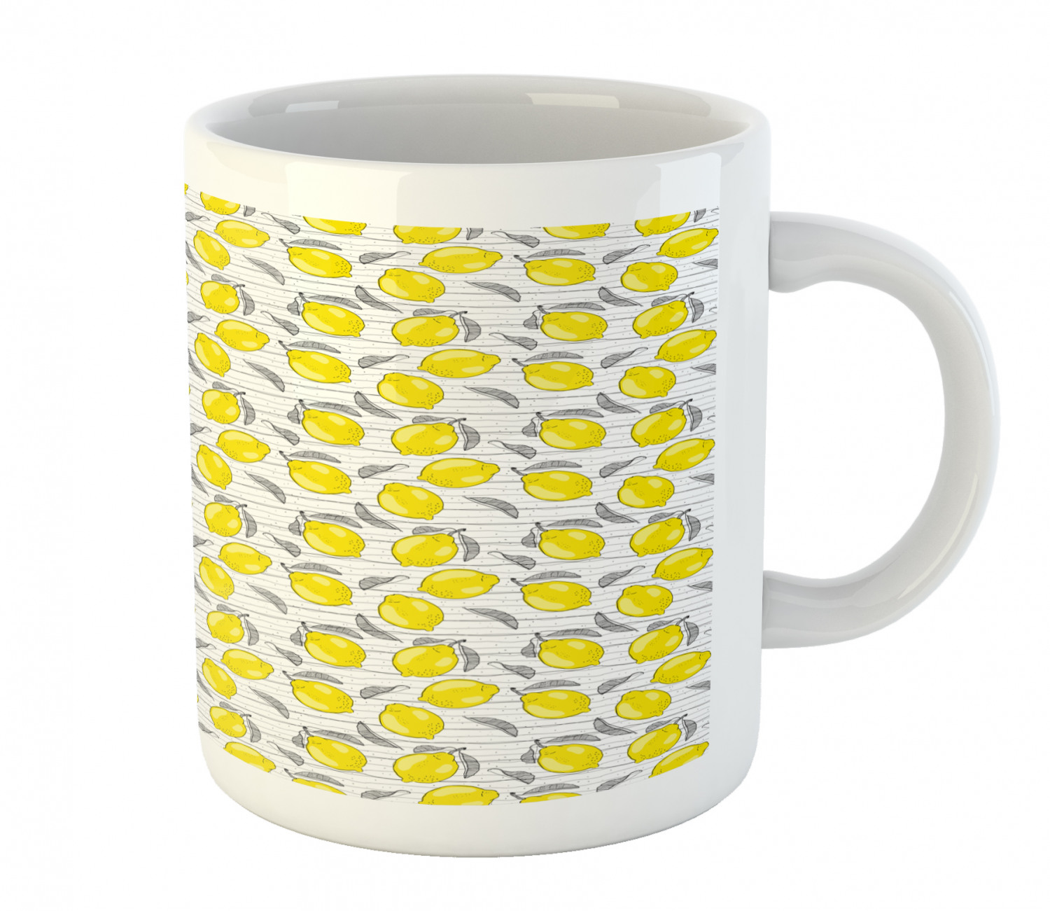 Ambesonne Lemons Pattern Ceramic Coffee Mug Cup for Water Tea Drinks, 11 oz - Picture 190 of 244