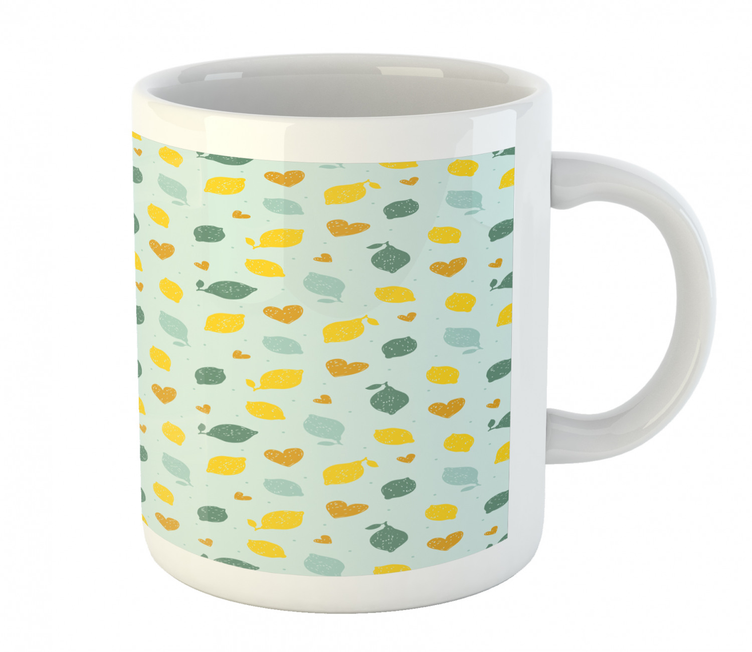 Ambesonne Lemons Pattern Ceramic Coffee Mug Cup for Water Tea Drinks, 11 oz - Picture 182 of 244