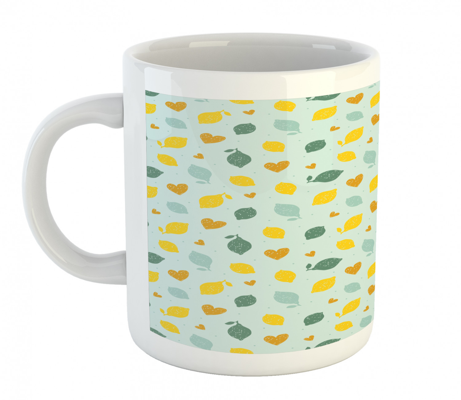 Ambesonne Lemons Pattern Ceramic Coffee Mug Cup for Water Tea Drinks, 11 oz - Picture 183 of 244