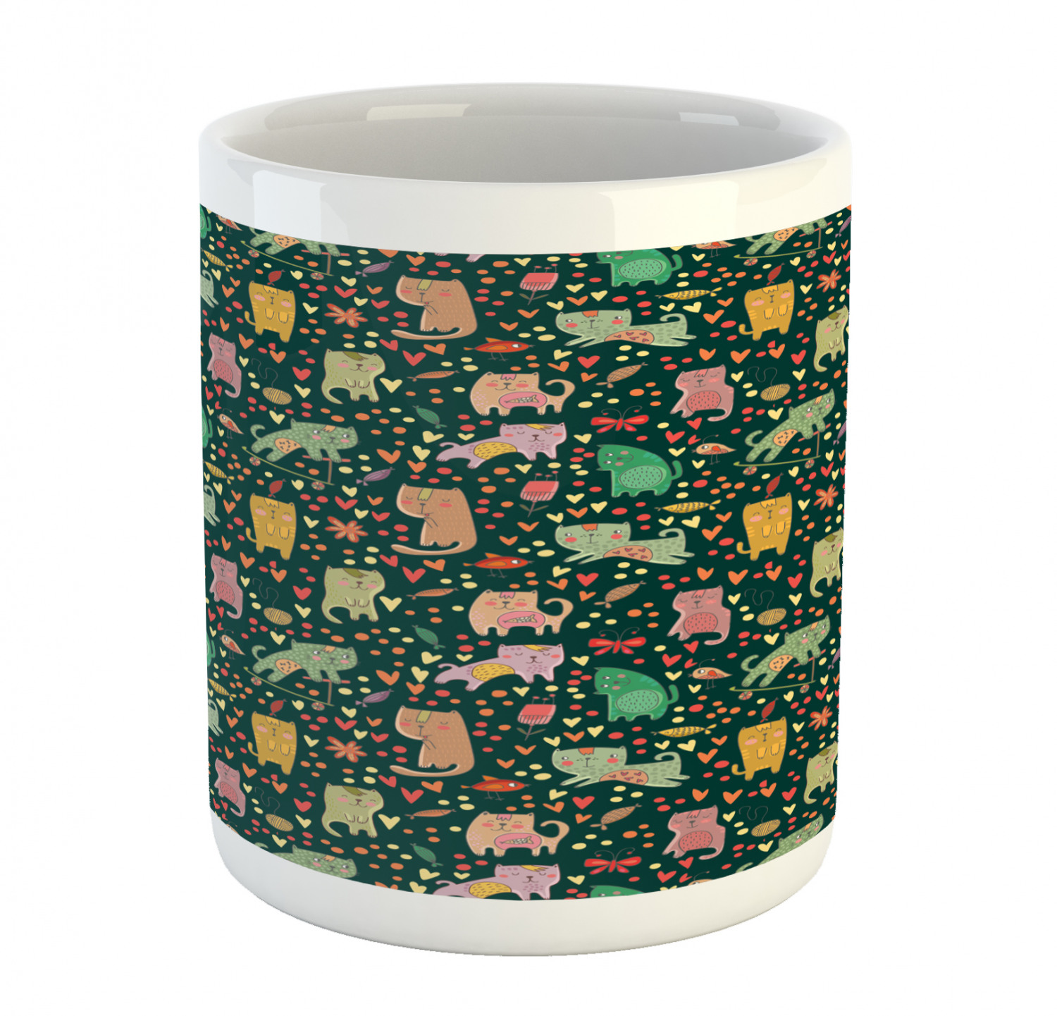 Ambesonne Cat Funny Ceramic Coffee Mug Cup for Water Tea Drinks, 11 oz - Picture 181 of 244