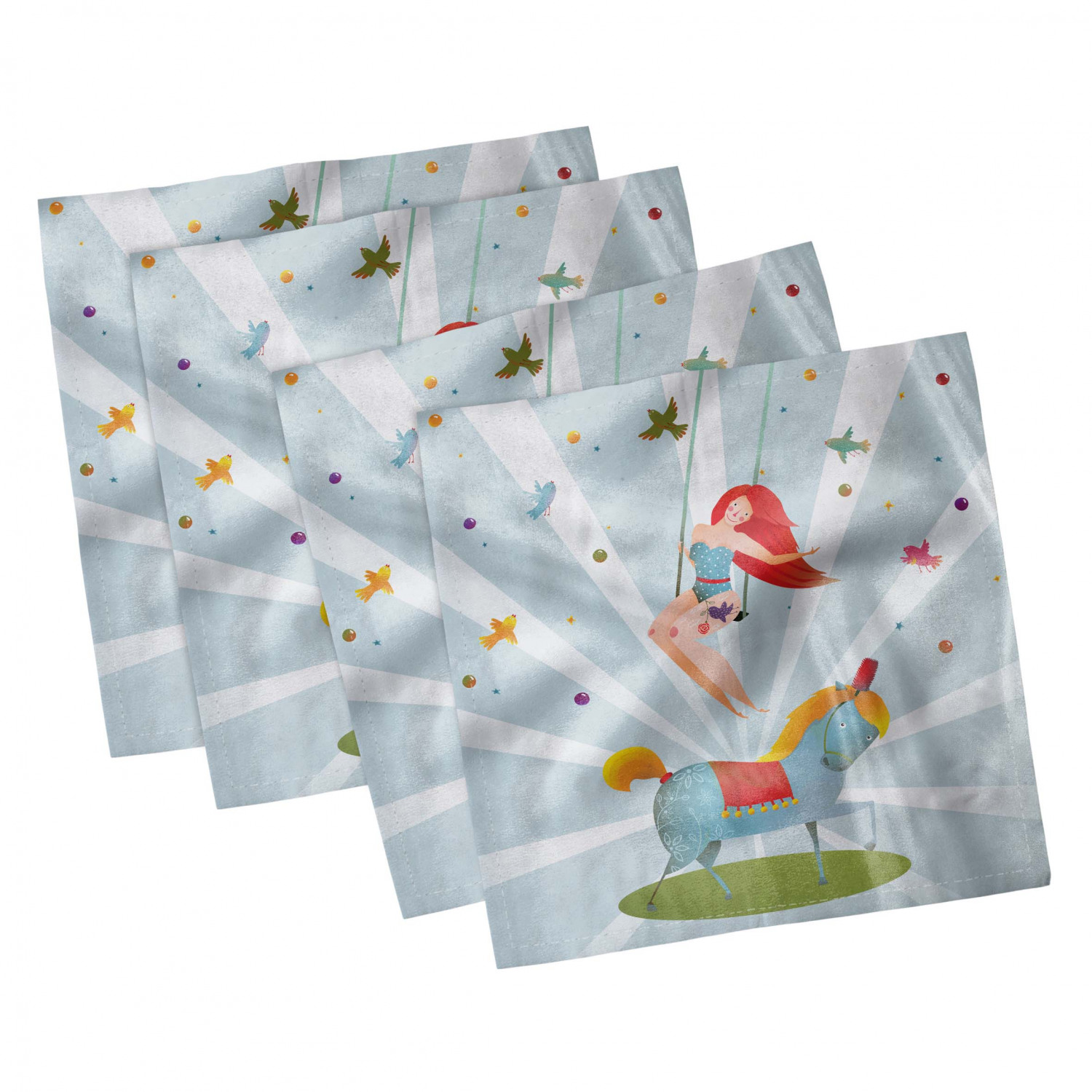 Details about   Ambesonne Cartoon Art Decorative Satin Napkins Set of 4 Party Dinner Fabric 