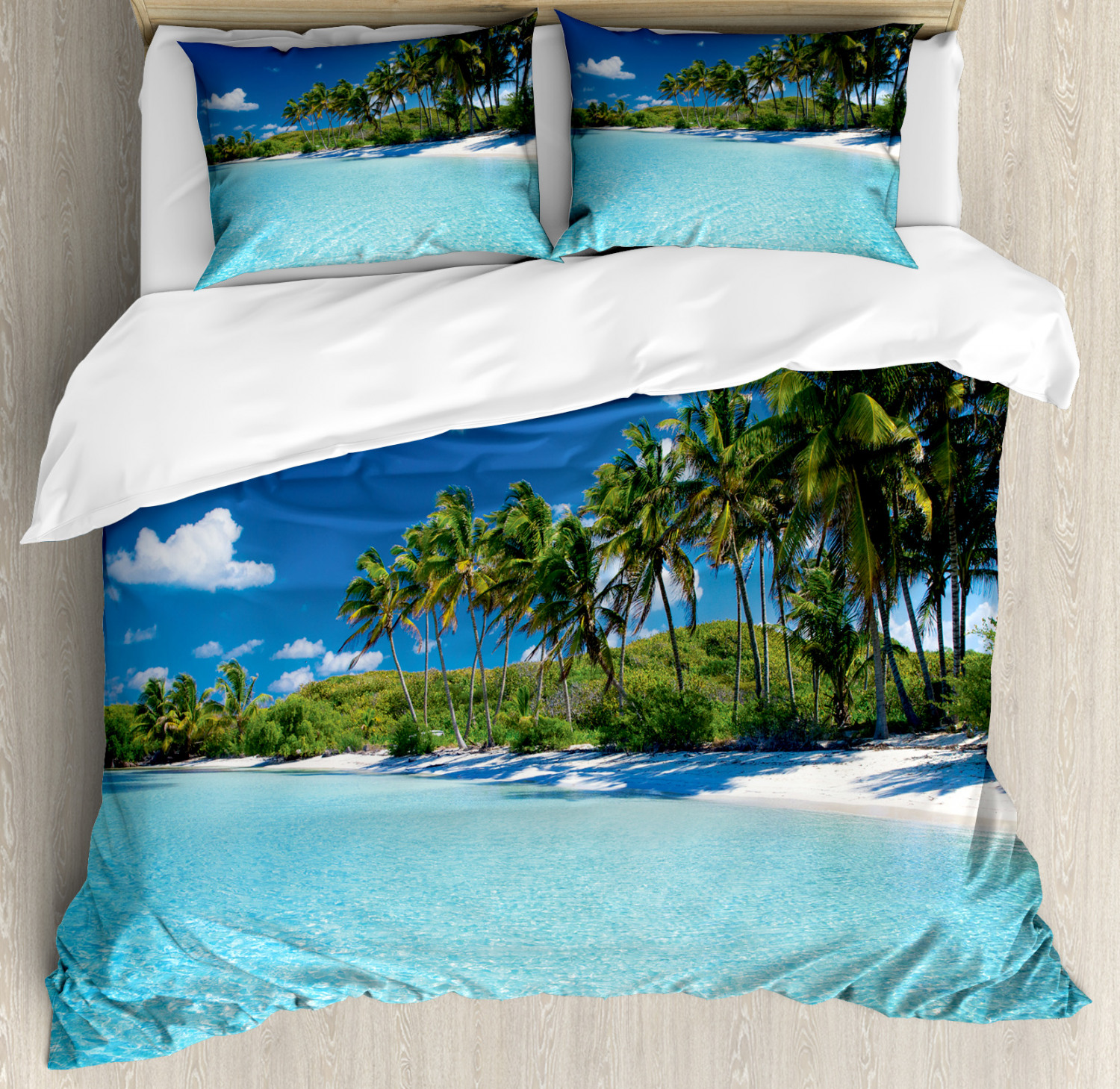 Sea Duvet Cover Set with Pillow Shams Relax Beach Resort Spa Print Sea Duvet Cover Set with Pillow Shams Relax Beach Resort Spa Print
