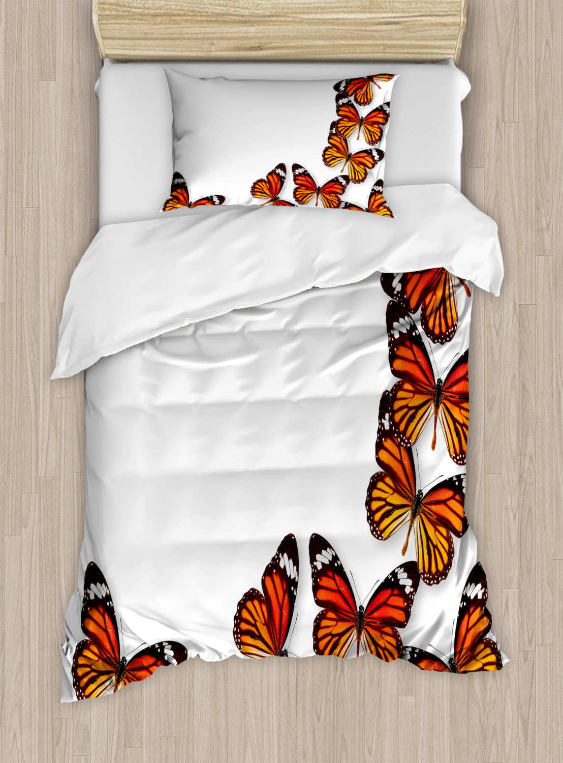 Exotic Duvet Cover Set with Pillow Shams Spring Monarch Bug Print - Picture 7 of 8