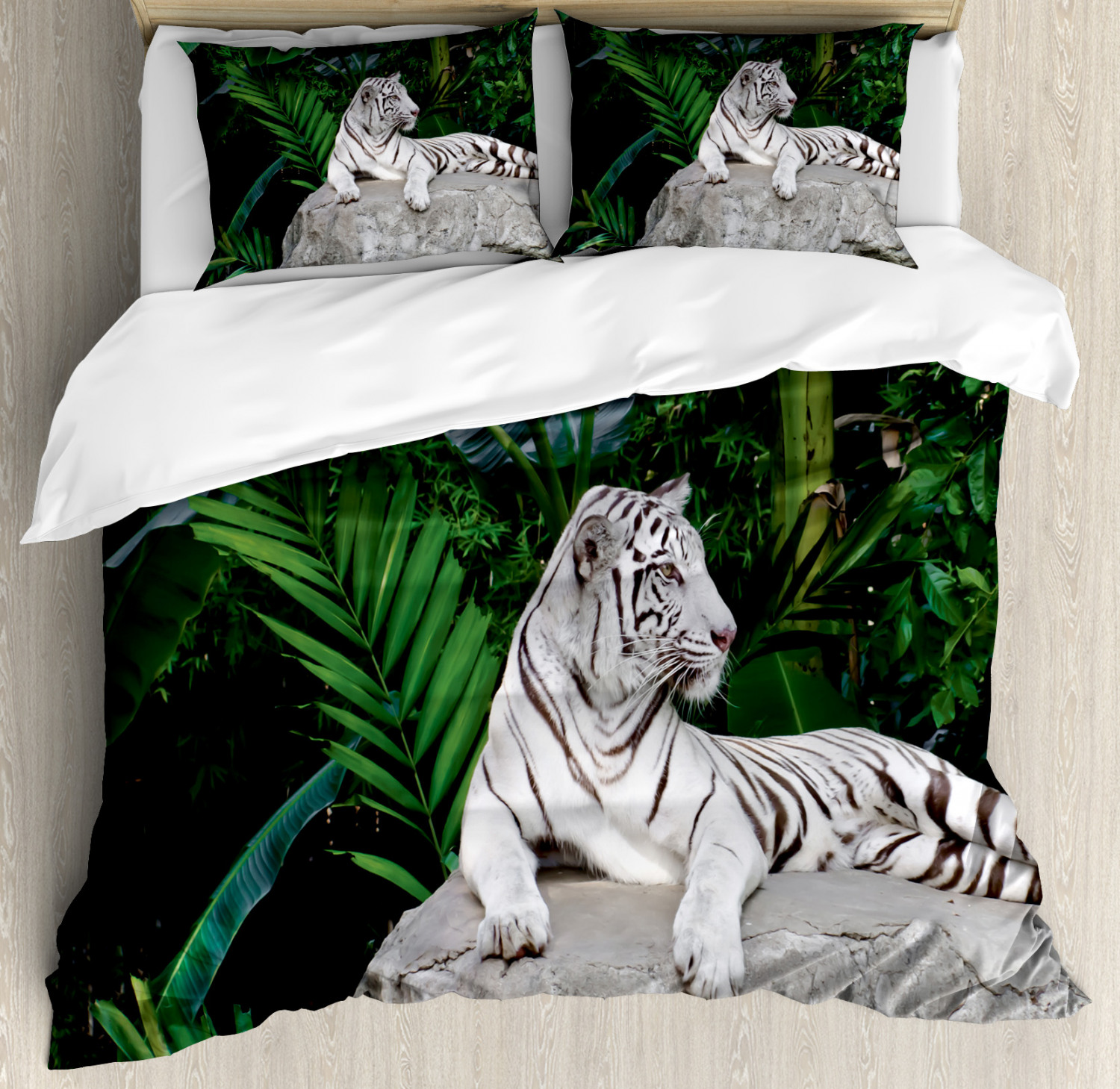 Safari Bettwäsche Set Weißer Tiger im Dschungel