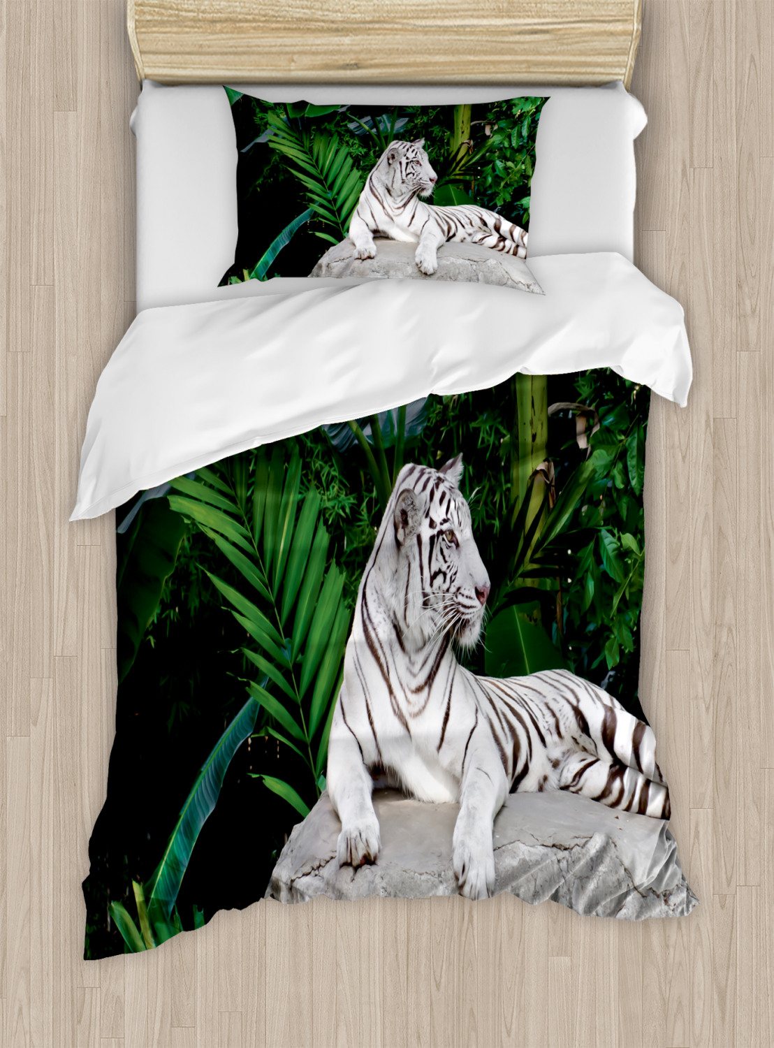 Safari Bettwäsche Set Weißer Tiger im Dschungel
