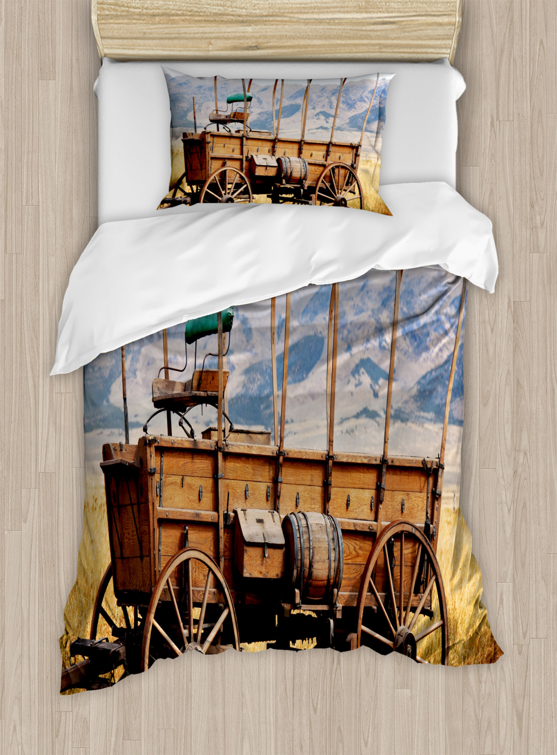 American Duvet Cover Set with Pillow Shams Nostalgic Wild Western Print