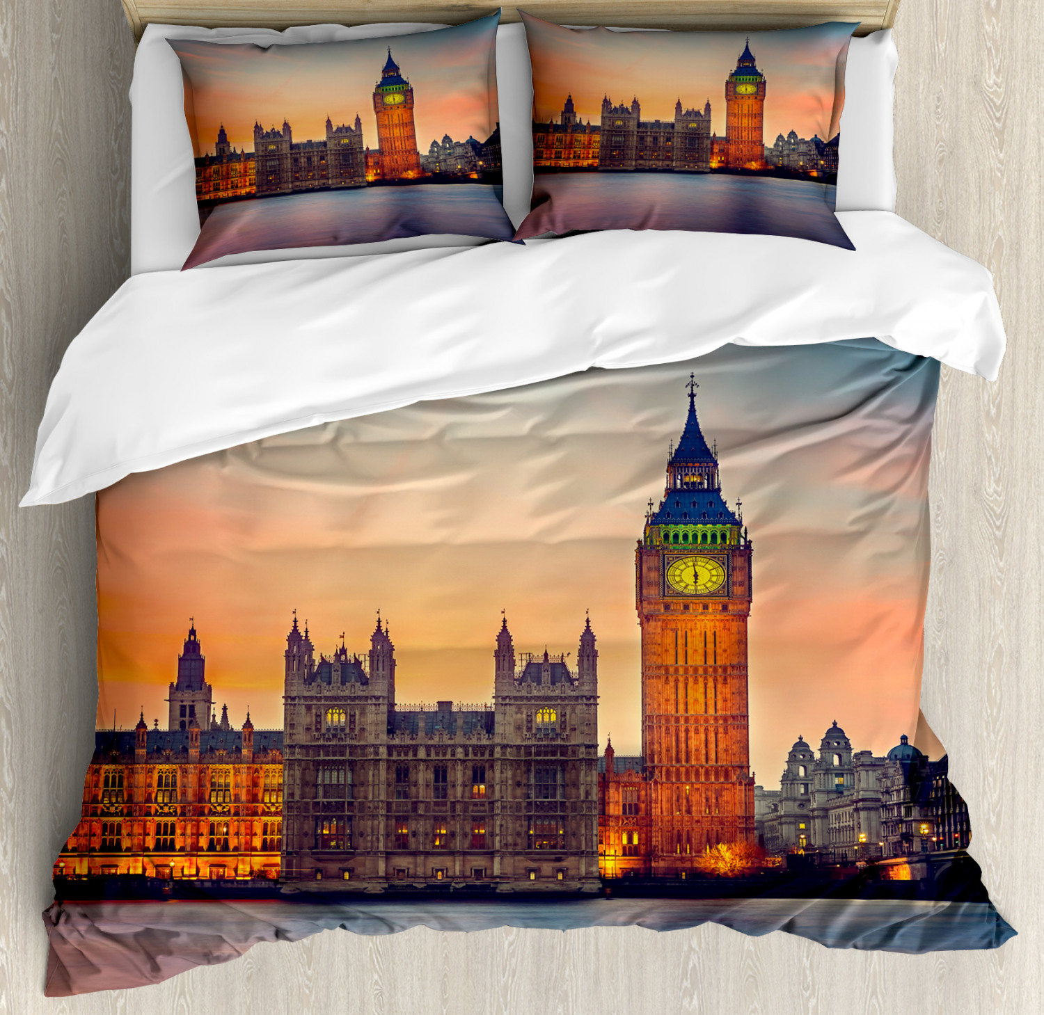 Big Ben and Parliament Print Details about   Colorful Quilted Bedspread & Pillow Shams Set 