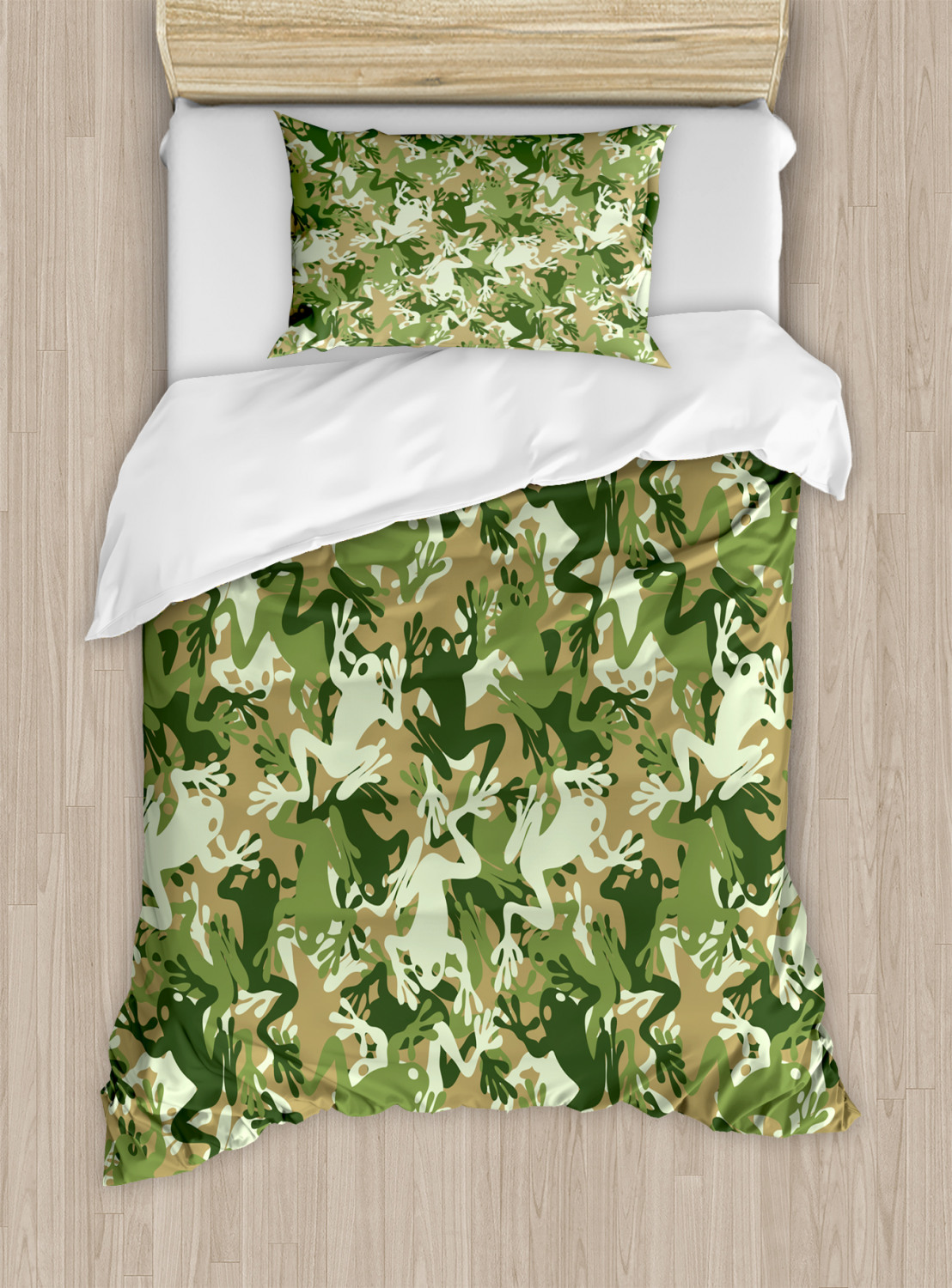 Frog Duvet Cover Set with Pillow Shams Skull Camouflage Design Print - Picture 7 of 8