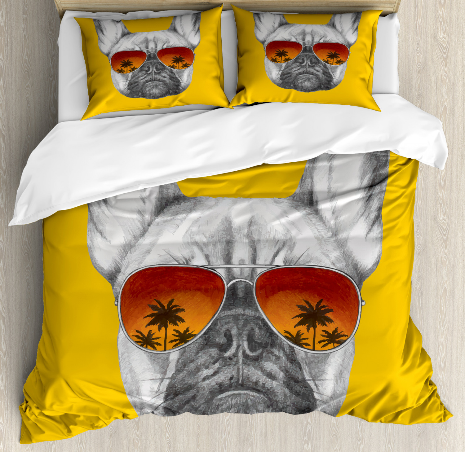 Bulldogge Bettwäsche Set Funny Pet in Sonnenbrillen