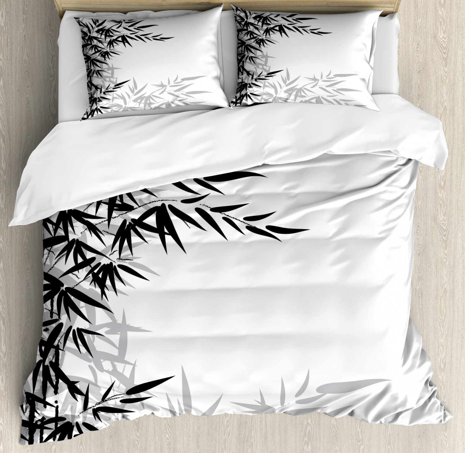 Forest Green Duvet Cover Set with Pillow Shams Camo Palm Leaves Print 