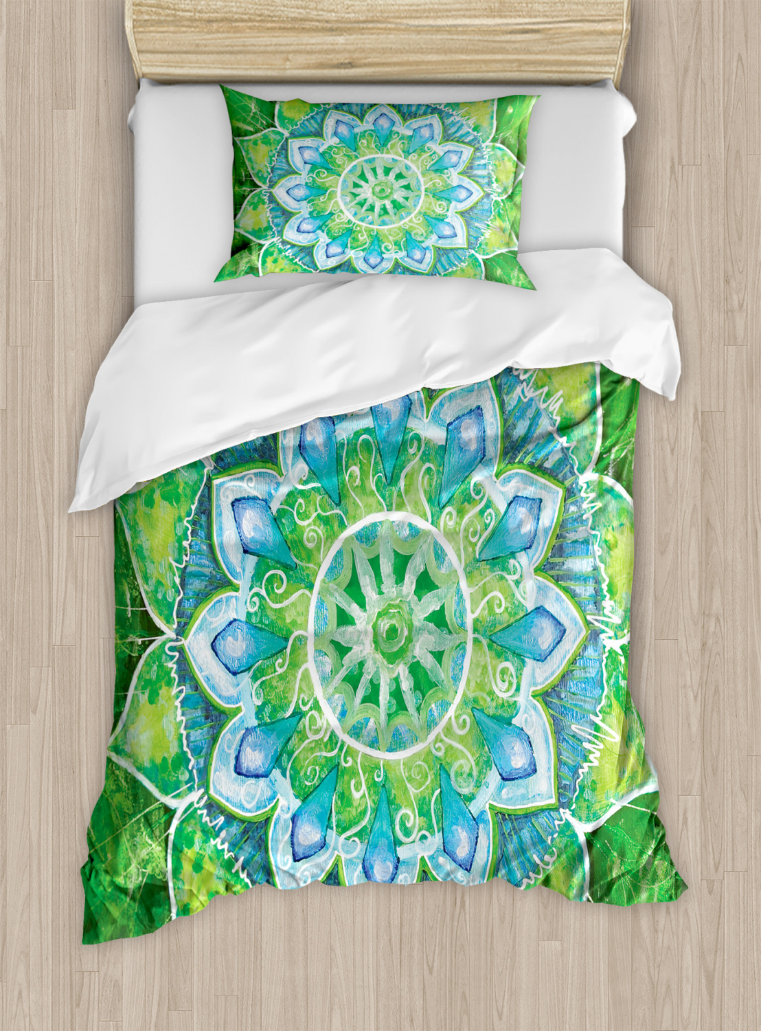 Leaf Forms Nature Zen Print Details about   Mandala Quilted Bedspread & Pillow Shams Set 