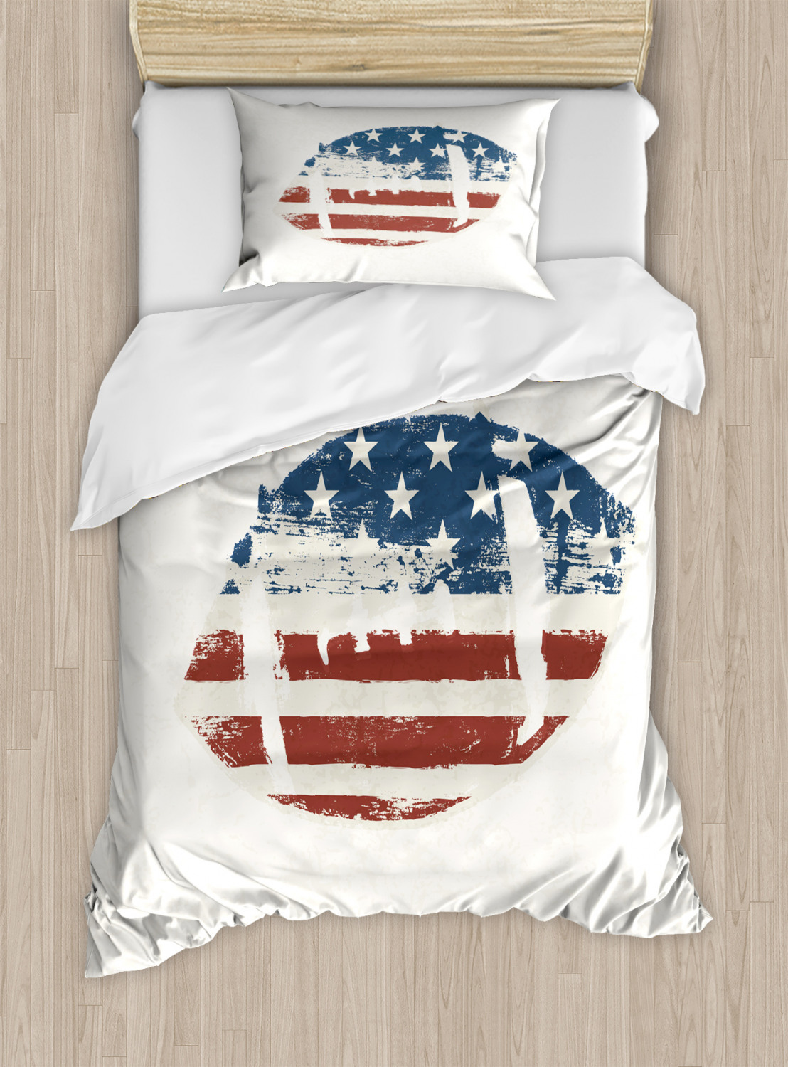 Vintage Duvet Cover Set with Pillow Shams American Flag Football Print - Picture 7 of 8