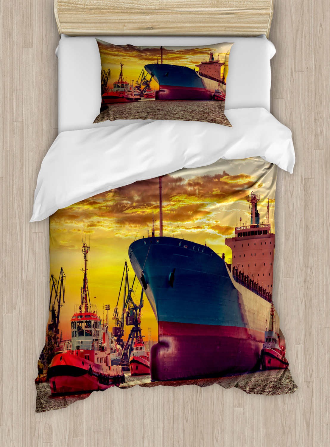 Nautical World Duvet Cover Set Twin Queen King Sizes with Pillow Shams