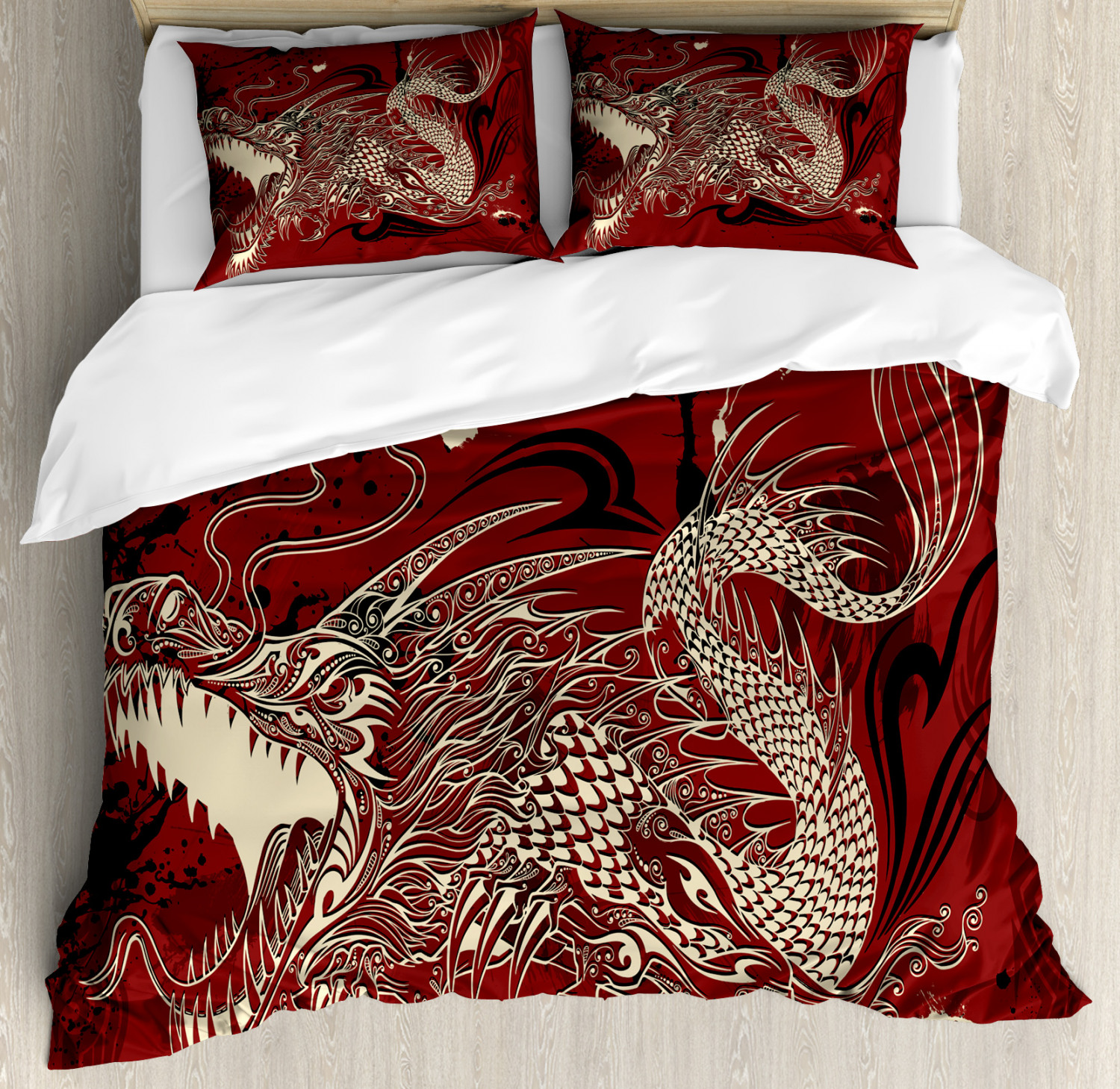 Duvet Cover Set Pillow Shams Dragon Sketch Print | eBay