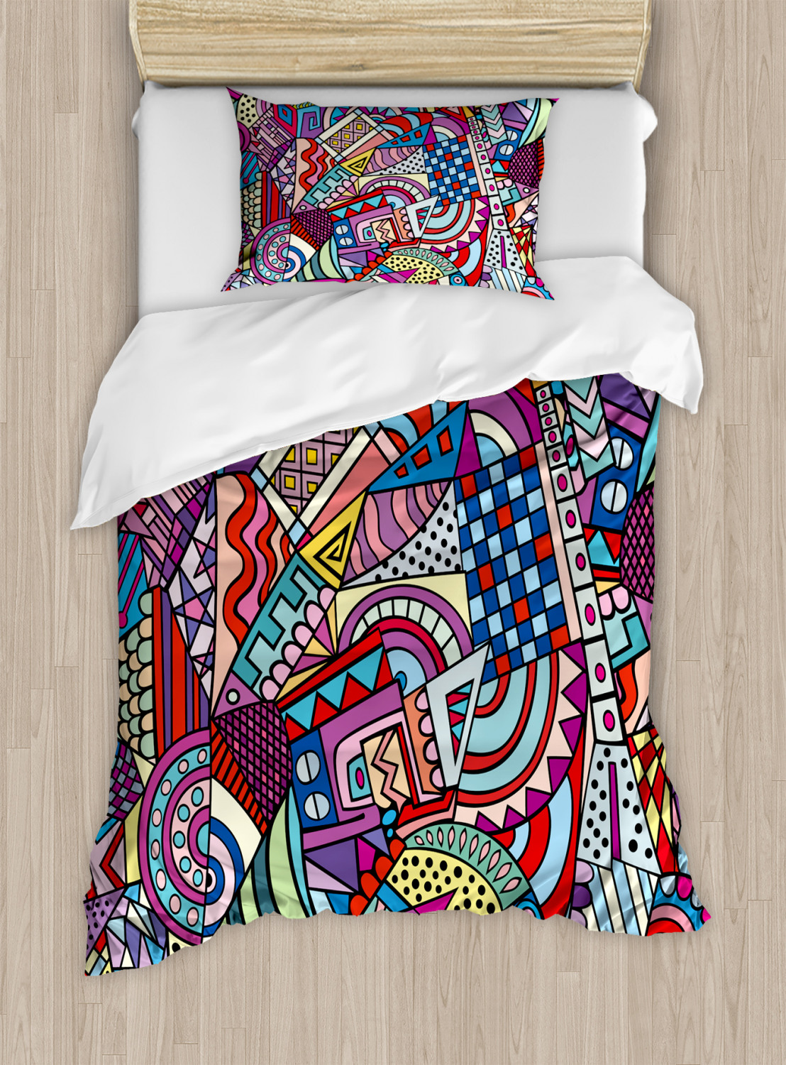 Funky Modern Artistic Print Abstract Quilted Bedspread & Pillow Shams Set 