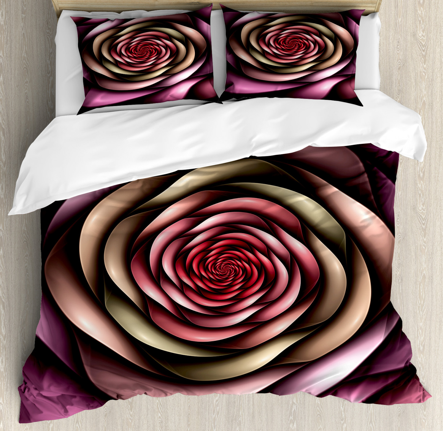 Spires Duvet Cover Set With Pillow Shams Rose Petals Modern Art