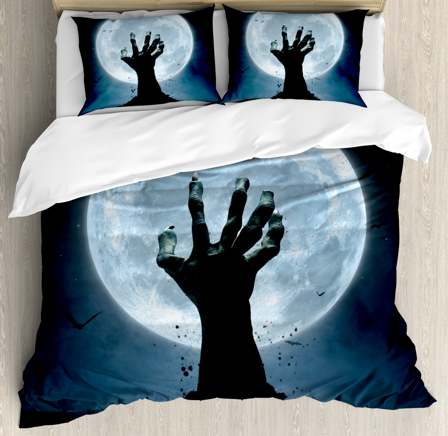 Halloween Duvet Cover Set With Pillow Shams Zombie Grave Print For