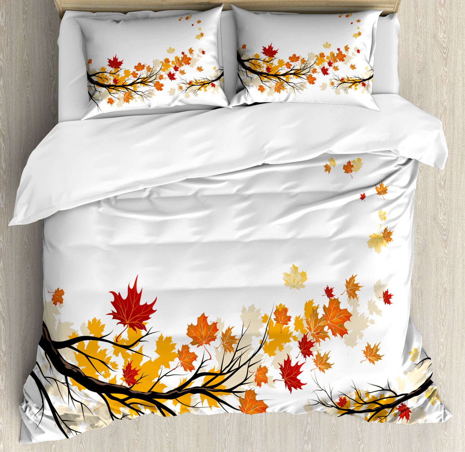 Pastoral Duvet Cover Set With Pillow Shams Autumn Tree Branches