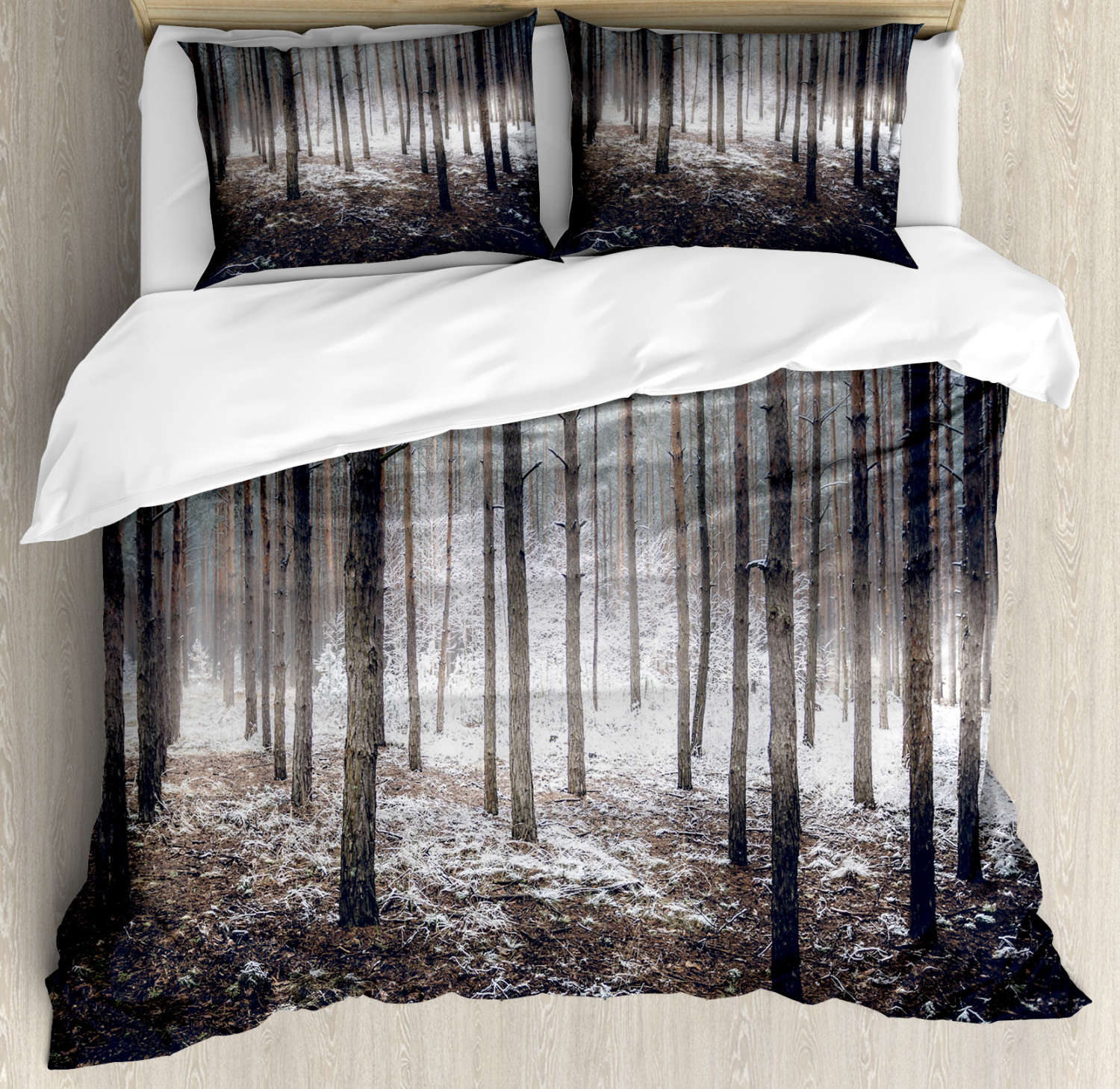 Forest Duvet Cover Set with Pillow Shams Nature Mystic Dark Print eBay