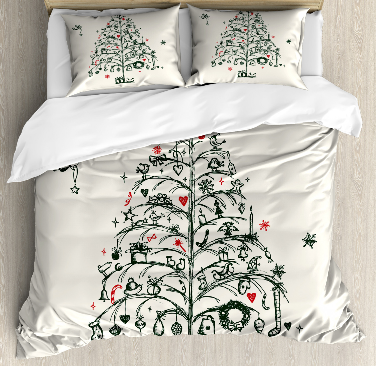 Festive Holiday Duvet Cover Set Twin Queen King Sizes with Pillow Shams