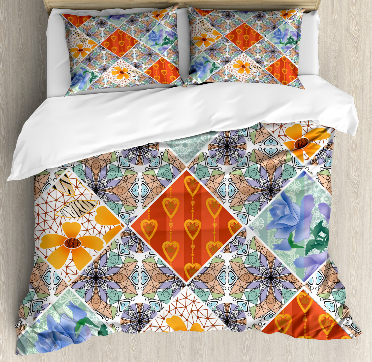 Classic Fabric Duvet Cover Set Twin Queen King Sizes with Pillow Shams - Picture 22 of 90
