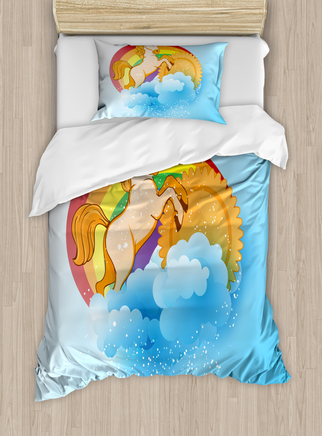 Details about   Unicorn Quilted Coverlet & Pillow Shams Set Cartoon Kids Rainbow Print 